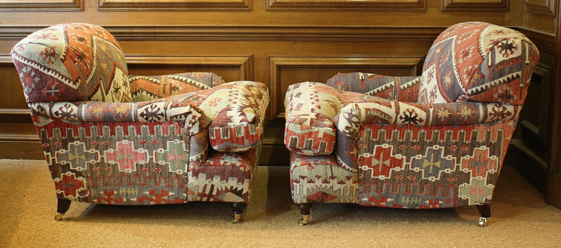 Turkish Kilim Pair of Lansdown Chairs
